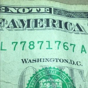 Rare Five 7’s Serial Number $1 Dollar FRN Note!